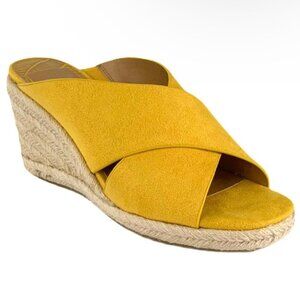 New Directions KLORY Espadrille Wedge Heel Slip On Sandals Yellow Size 7.5
